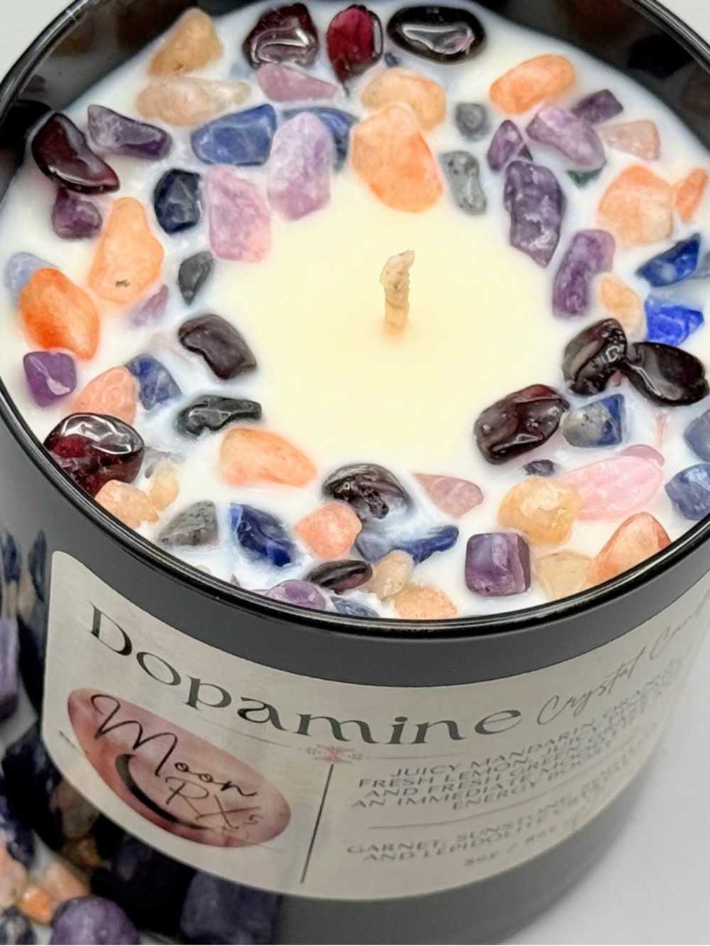 Energizing *Dopamine Crystal Candle* citrus candle healing crystals mood boost - Picture 2 of 6
